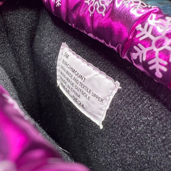 Totes Birchmount Water Resistant Winter Snowflake Snow Boots Girls Size 5M Pink - Picture 8 of 13
